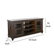 Anva TV Media Console- Shelves- Doors- Dark Brown Mahogany- 64 Inch