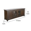 Anva TV Media Console- Shelves- Doors- Dark Brown Mahogany- 74 Inch