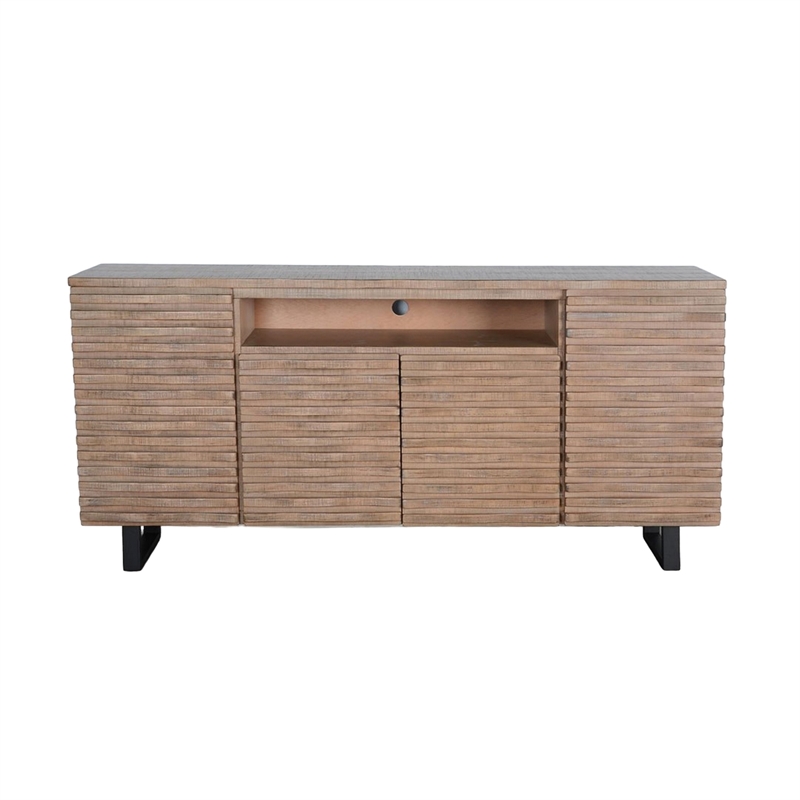 Desy TV Media Entertainment Console- Fluted Doors- Light Brown 72 Inch