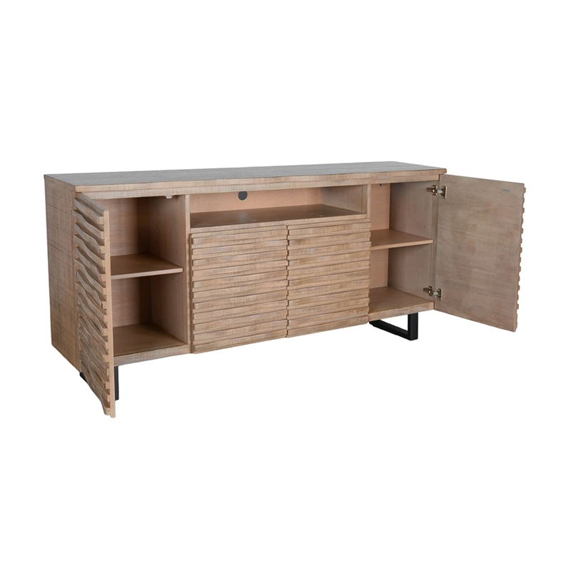 Desy TV Media Entertainment Console- Fluted Doors- Light Brown 72 Inch
