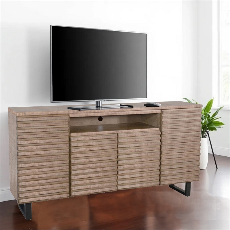 Desy TV Media Entertainment Console- Fluted Doors- Light Brown 72 Inch