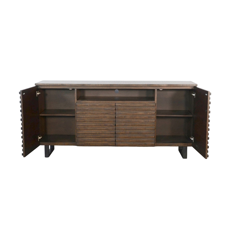 Desy TV Media Entertainment Console- Fluted Doors- Dark Brown 72 Inch