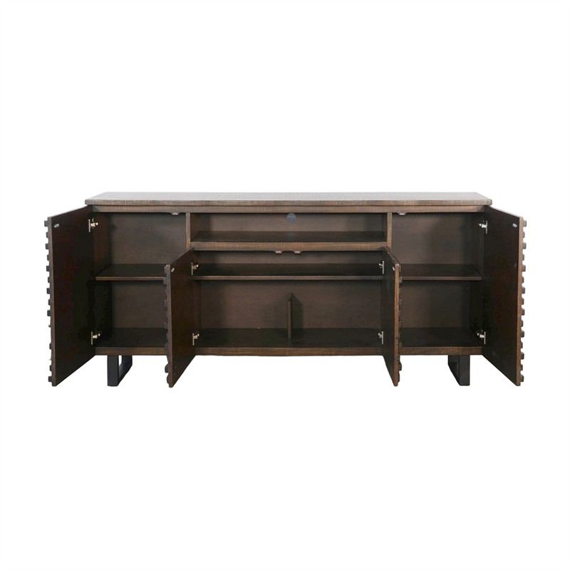 Desy TV Media Entertainment Console- Fluted Doors- Dark Brown 72 Inch