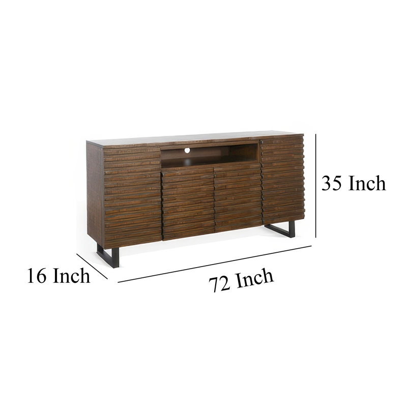 Desy TV Media Entertainment Console- Fluted Doors- Dark Brown 72 Inch