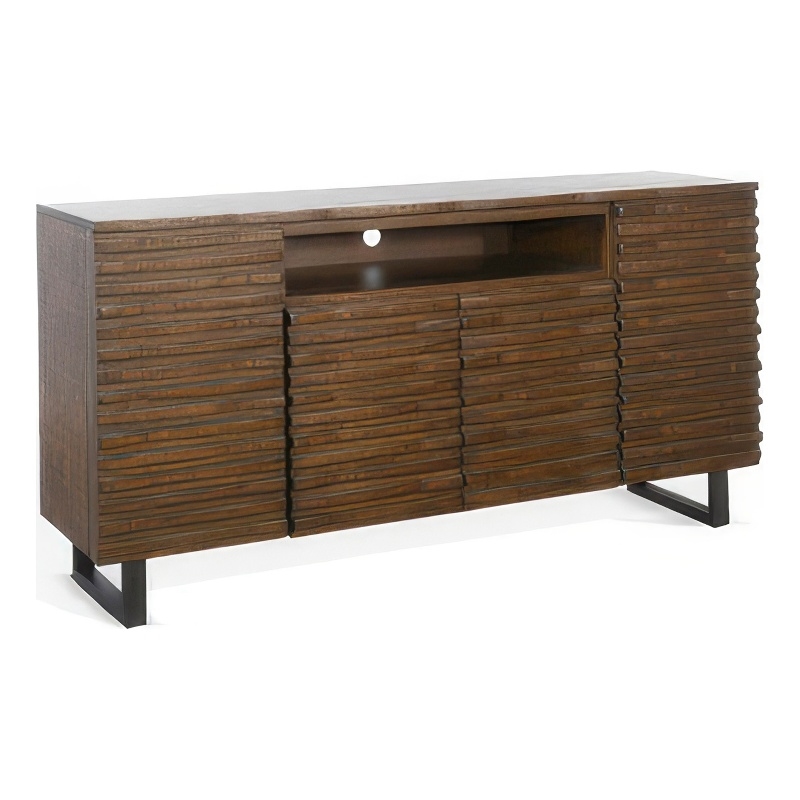 Desy TV Media Entertainment Console- Fluted Doors- Dark Brown 72 Inch