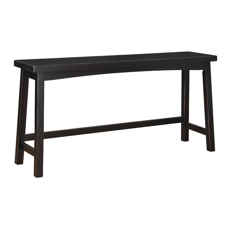 Casy 4pc Counter Height Table Set- 3 Contoured Stools- Black Wood