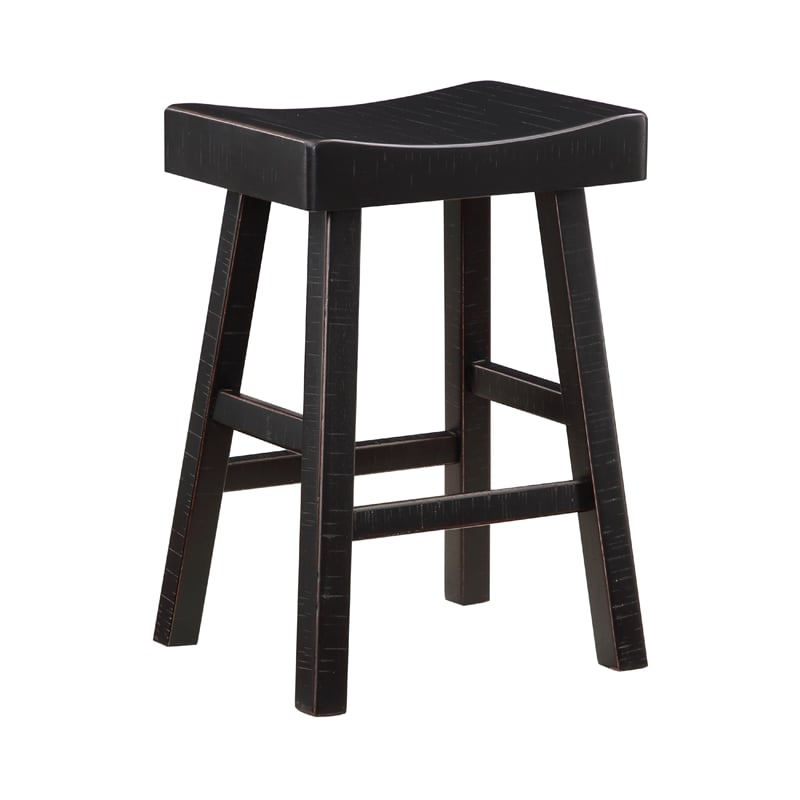 Casy 4pc Counter Height Table Set- 3 Contoured Stools- Black Wood