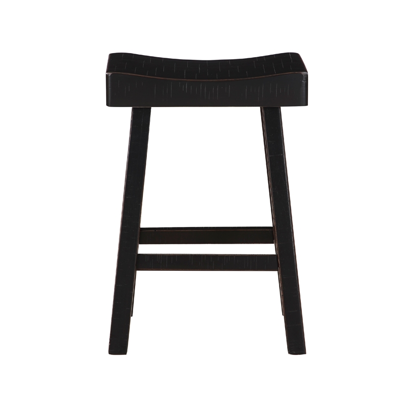 Casy 4pc Counter Height Table Set- 3 Contoured Stools- Black Wood