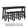 Casy 4pc Counter Height Table Set- 3 Contoured Stools- Black Wood