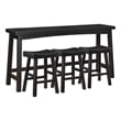 Casy 4pc Counter Height Table Set- 3 Contoured Stools- Black Wood