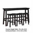 Casy 4pc Bar Height Table Set- 3 Contoured Stools- Black Rubberwood