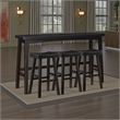 Casy 4pc Bar Height Table Set- 3 Contoured Stools- Black Rubberwood