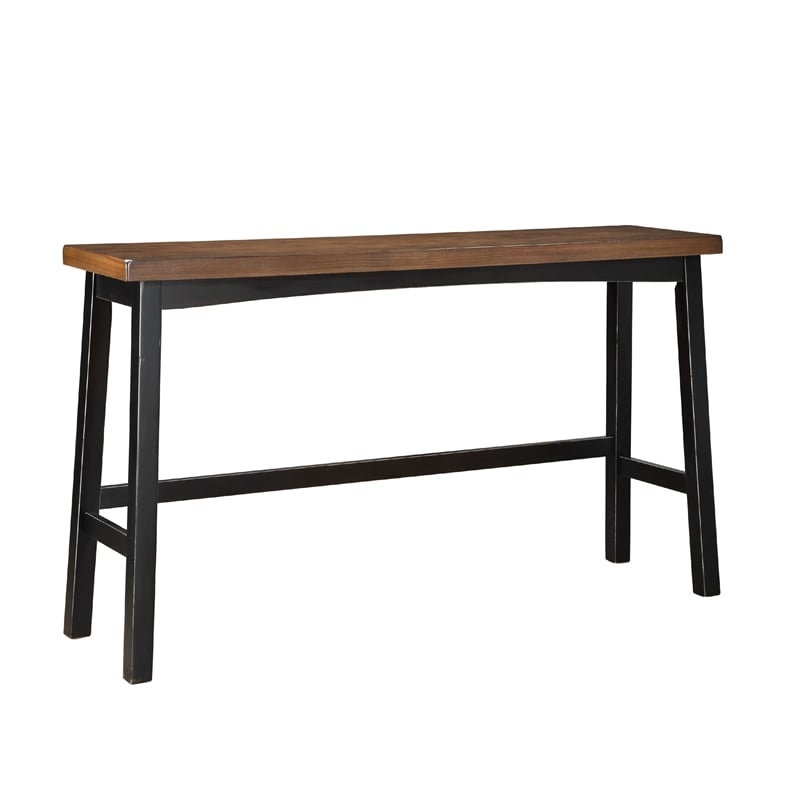 Casy 4pc Bar Height Table Set- 3 Contour Stools- Black Brown Wood