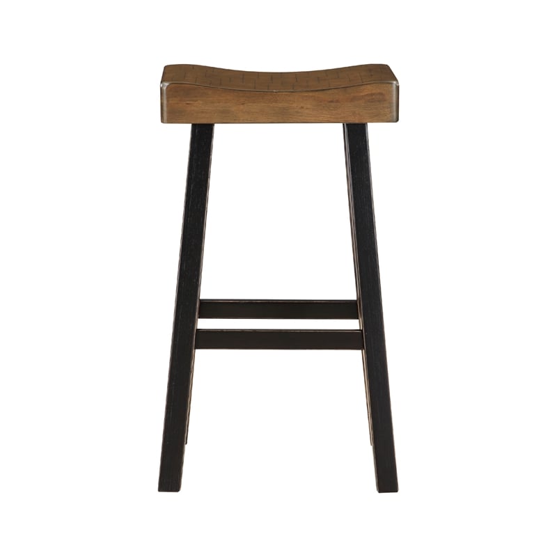 Casy 4pc Bar Height Table Set- 3 Contour Stools- Black Brown Wood