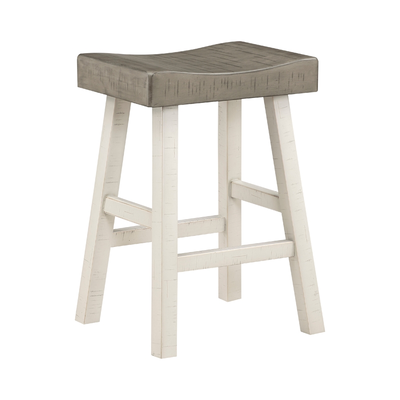 Casy 4pc Counter Height Table Set- 3 Contour Stools- White Brown Wood