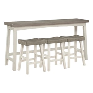 Casy 4pc Counter Height Table Set- 3 Contour Stools- White Brown Wood