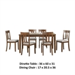 Penny 7pc Dinette Set- Table and 6 Beige Dining Chairs- Cherry Wood