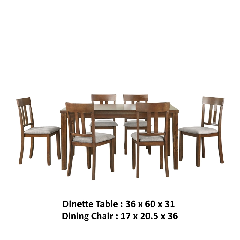 Penny 7pc Dinette Set- Table and 6 Beige Dining Chairs- Cherry Wood