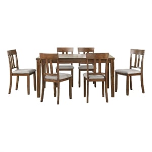 Penny 7pc Dinette Set- Table and 6 Beige Dining Chairs- Cherry Wood