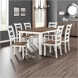 Dobby 7pc Dinette Set- Table and 6 Dining Chairs- White Brown Wood
