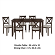 Cherie 7pc Dinette Set- Table and 6 X Back Dining Chairs- Brown