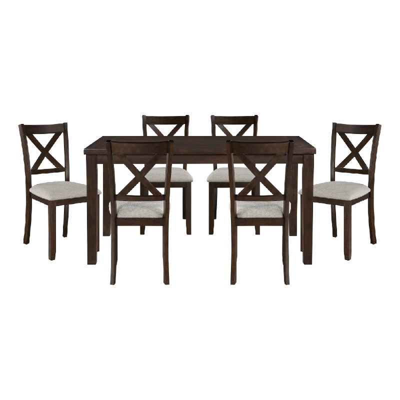 Cherie 7pc Dinette Set- Table and 6 X Back Dining Chairs- Brown