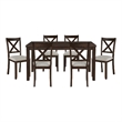 Cherie 7pc Dinette Set- Table and 6 X Back Dining Chairs- Brown