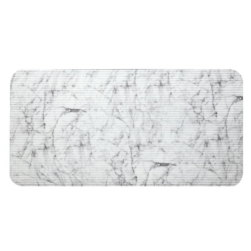 Marty 3pc Coffee End Table Set- White Marble Fluted Glass Tops- Black