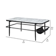 Marty 3pc Coffee End Table Set- White Marble Fluted Glass Tops- Black