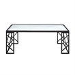 Anya 3pc Coffee and End Table Set- White Marble Print Glass Top- Black