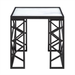 Anya 3pc Coffee and End Table Set- White Marble Print Glass Top- Black