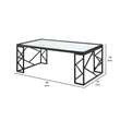 Anya 3pc Coffee and End Table Set- White Marble Print Glass Top- Black