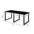 Zamie 3pc Coffee and End Table Set- Black Glass Top- Gold Accents