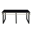 Zamie 3pc Coffee and End Table Set- Black Glass Top- Gold Accents