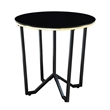 Amyra 3pc Occasional Coffee and End Table Set- Black Glass- Gold