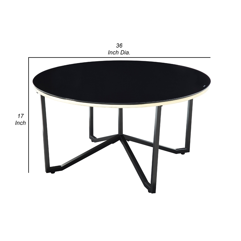 Amyra 3pc Occasional Coffee and End Table Set- Black Glass- Gold