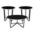 Amyra 3pc Occasional Coffee and End Table Set- Black Glass- Gold