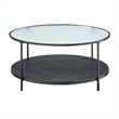 Deena 2pc Coffee and End Table Set- Fluted Glass Top- Black Metal