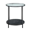 Deena 2pc Coffee and End Table Set- Fluted Glass Top- Black Metal