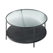 Deena 2pc Coffee and End Table Set- Fluted Glass Top- Black Metal