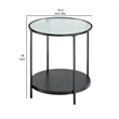 Deena 2pc Coffee and End Table Set- Fluted Glass Top- Black Metal