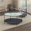Deena 2pc Coffee and End Table Set- Fluted Glass Top- Black Metal