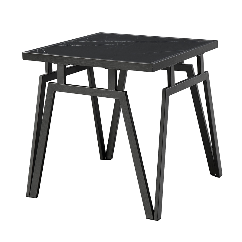 Howie 3pc Coffee and End Table Set- Black Sintered Stone- Bronze