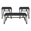 Howie 3pc Coffee and End Table Set- Black Sintered Stone- Bronze
