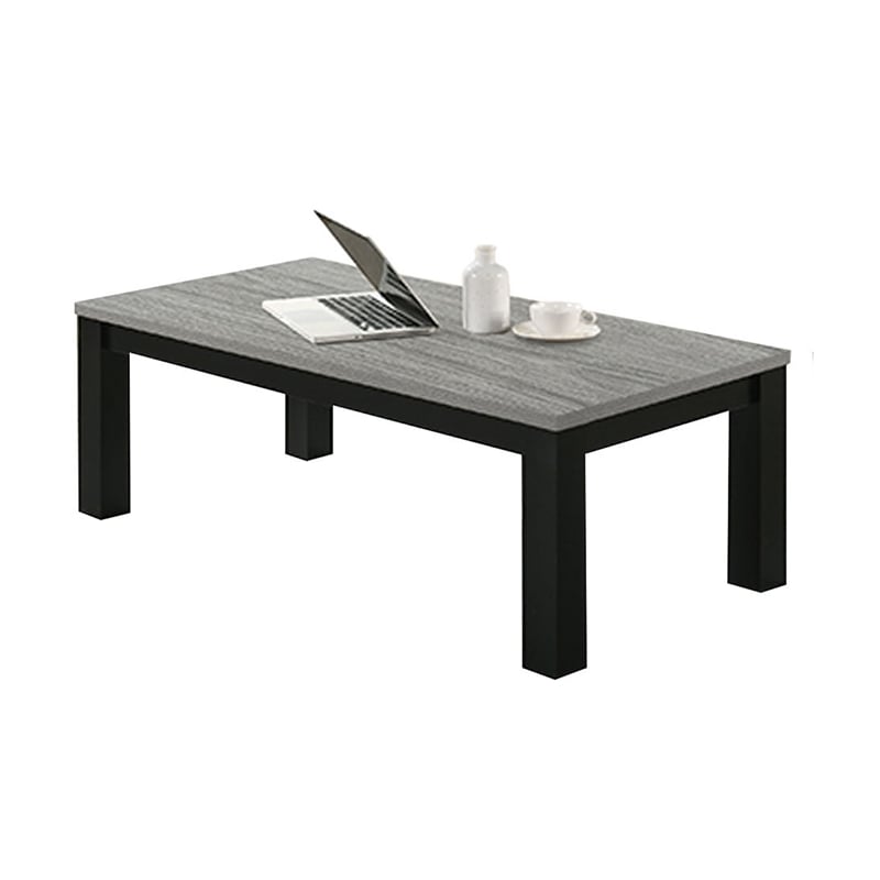 Tex 3pc Coffee and Side End Table Set- Gray Top- Black Wood Legs