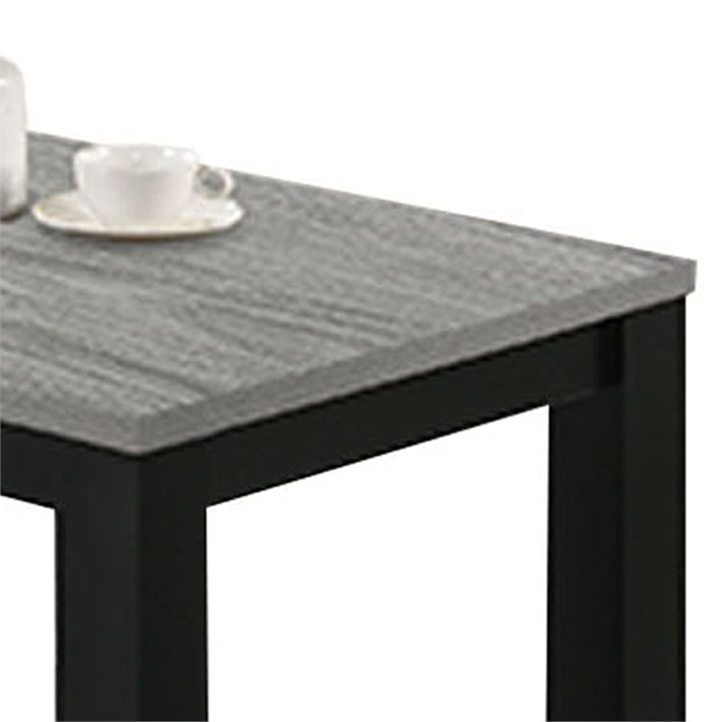 Tex 3pc Coffee and Side End Table Set- Gray Top- Black Wood Legs