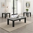 Tex 3pc Coffee and Side End Table Set- Gray Top- Black Wood Legs
