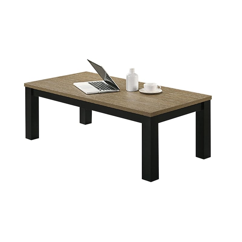 Tex 3pc Coffee and Side End Table Set- Brown Top- Black Wood Legs