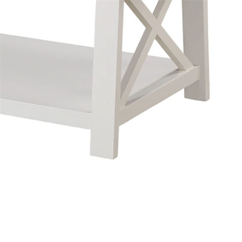 Heo 3pc Coffee and Side End Table Set- Gray Wood Top- White X Legs