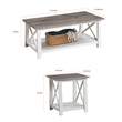 Heo 3pc Coffee and Side End Table Set- Gray Wood Top- White X Legs